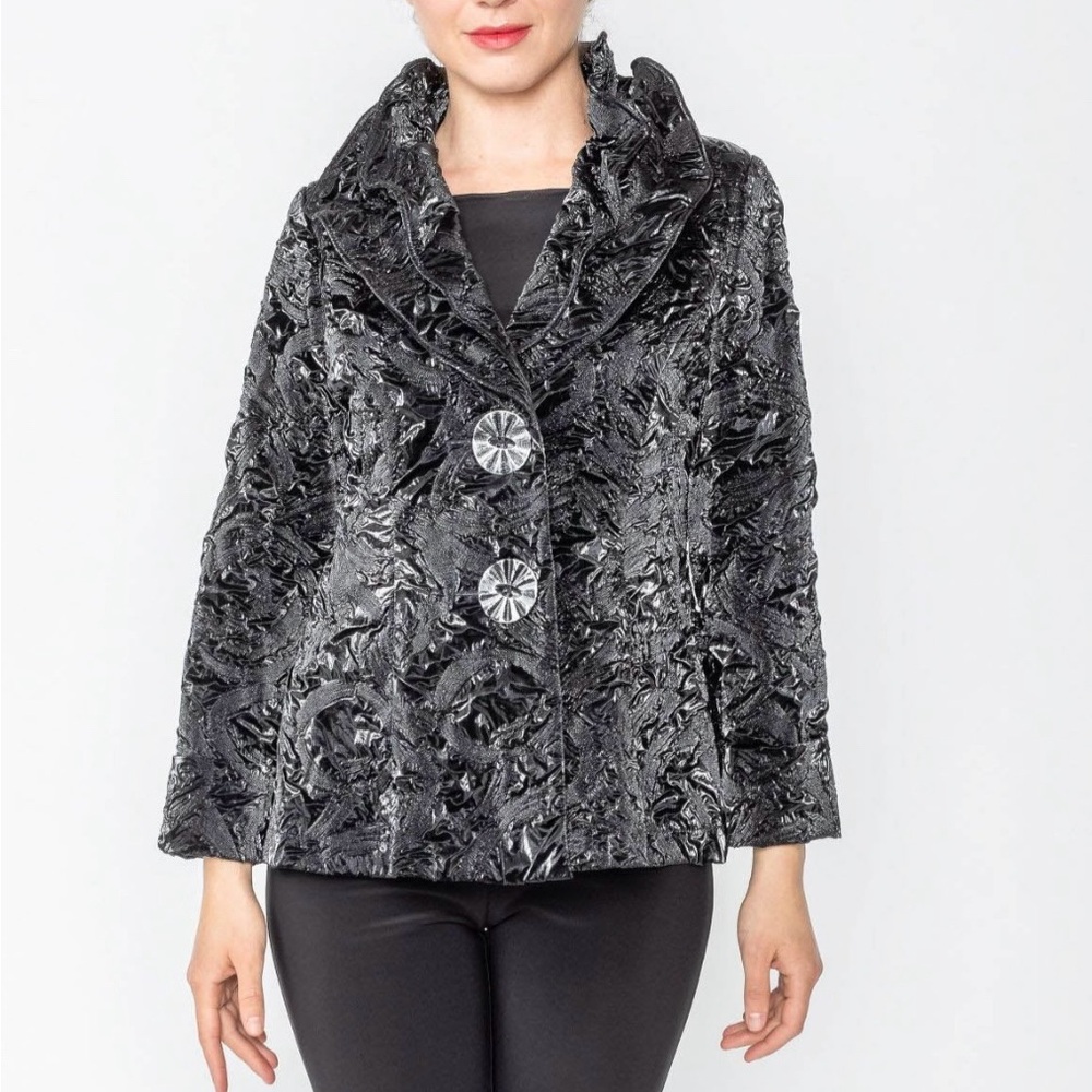 IC COLLECTION Black Textured Blazer NWT medium